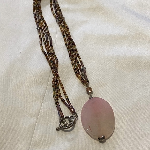 Handmade Pink Beaded Long Necklace 16” - Picture 8 of 8
